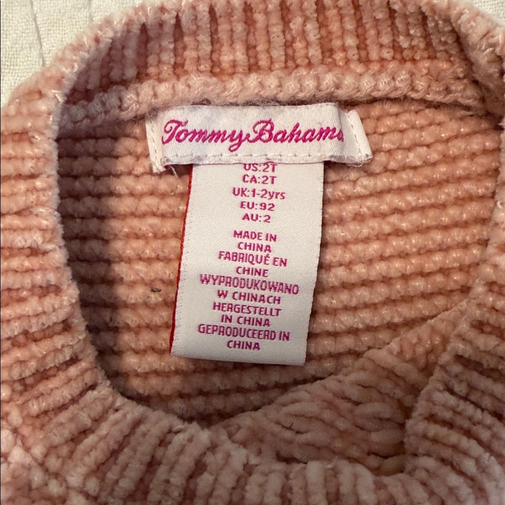 Tommy Bahama Rose/Dusty Pink Cable Knit Sweater size 2T - Picture 2 of 5
